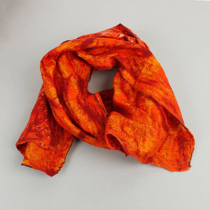 Yamala Felted Silk Scarf - Orange Red