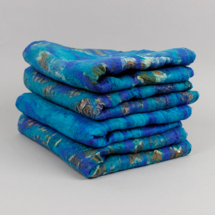 Yamala Felted Silk Scarf - Turquoise Blue Mix