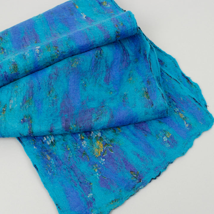 Yamala Felted Silk Scarf - Turquoise Blue Mix