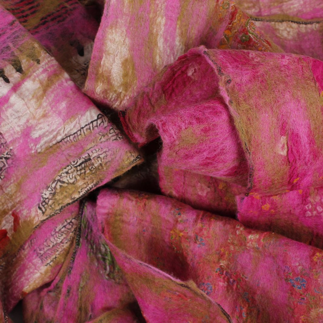 Yamala Felted Silk Scarf - Blush Pink Mix