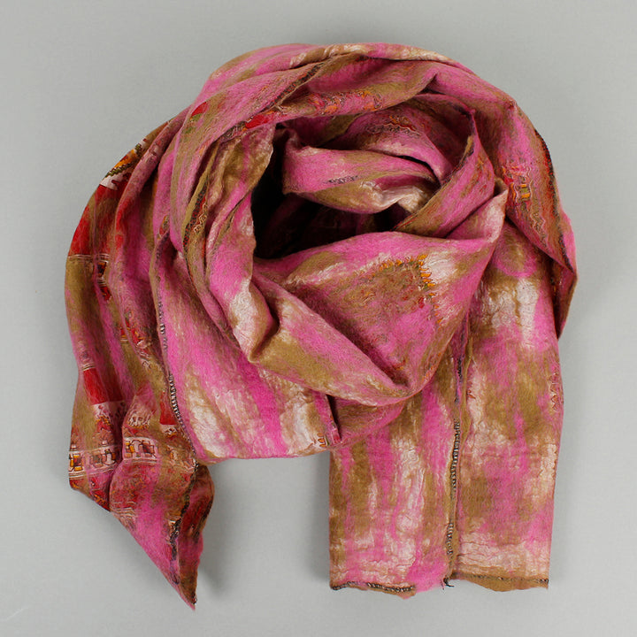 Yamala Felted Silk Scarf - Blush Pink Mix