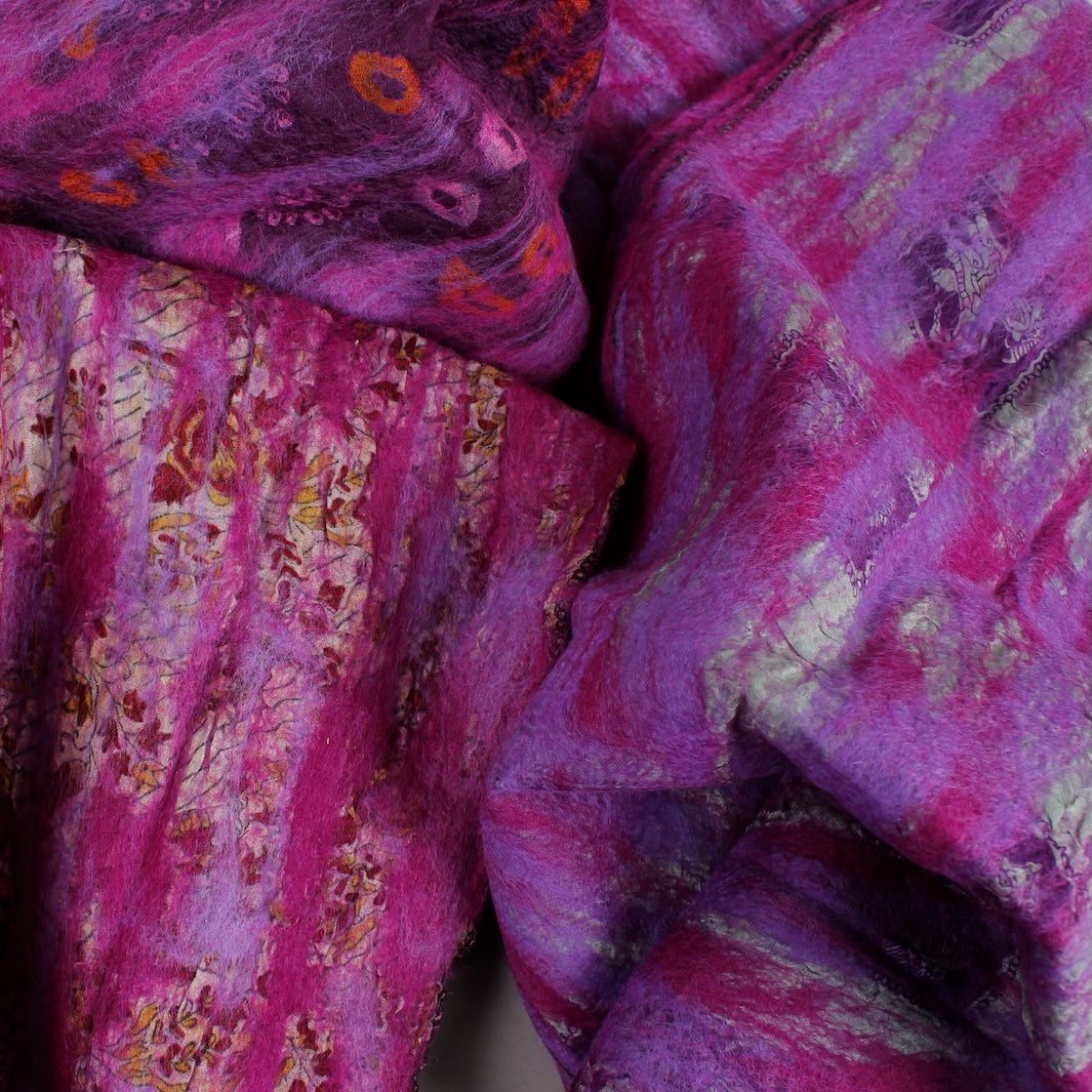 Yamala Felted Silk Scarf - Purple Mix