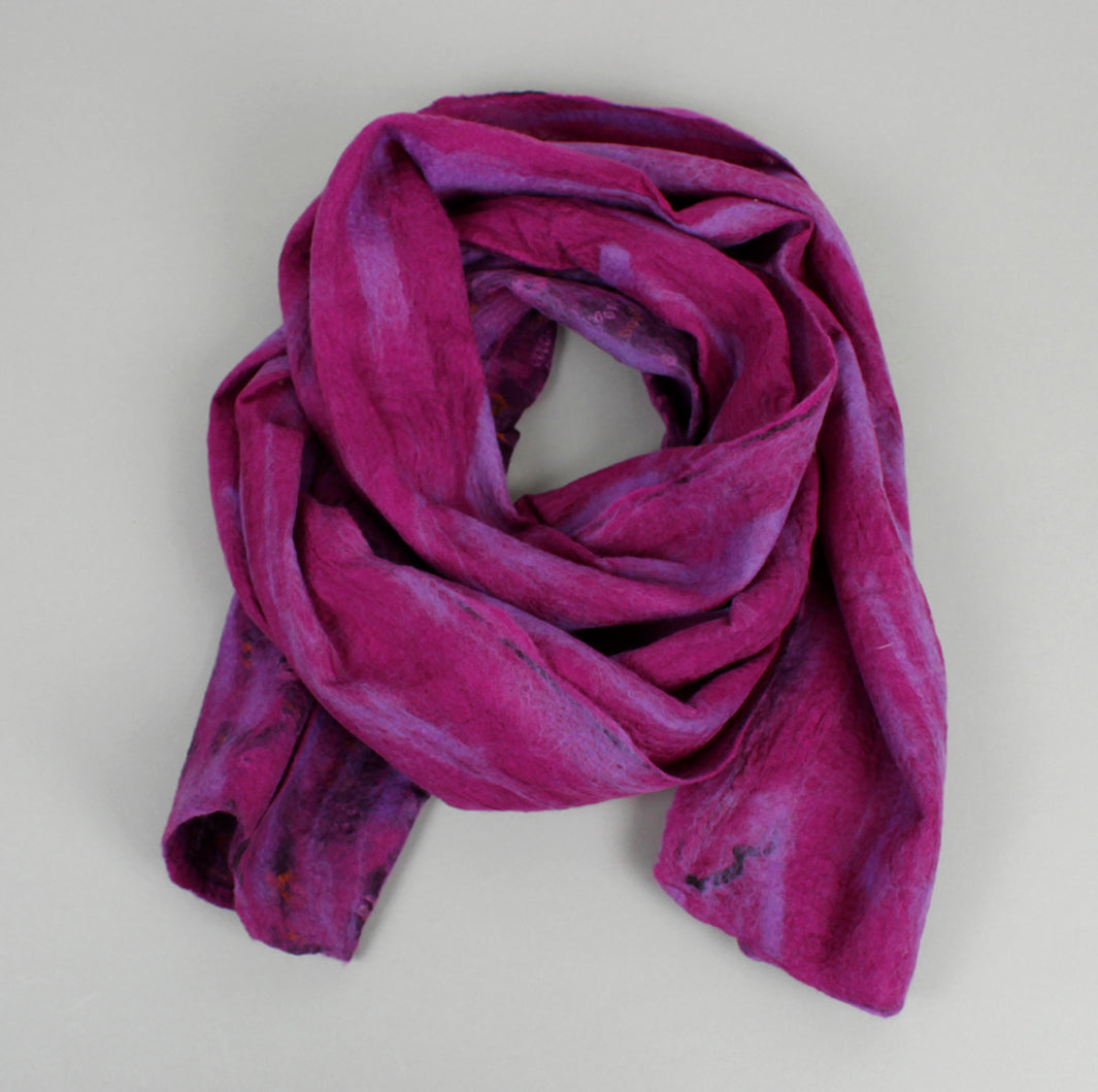 Yamala Felted Silk Scarf - Purple Mix