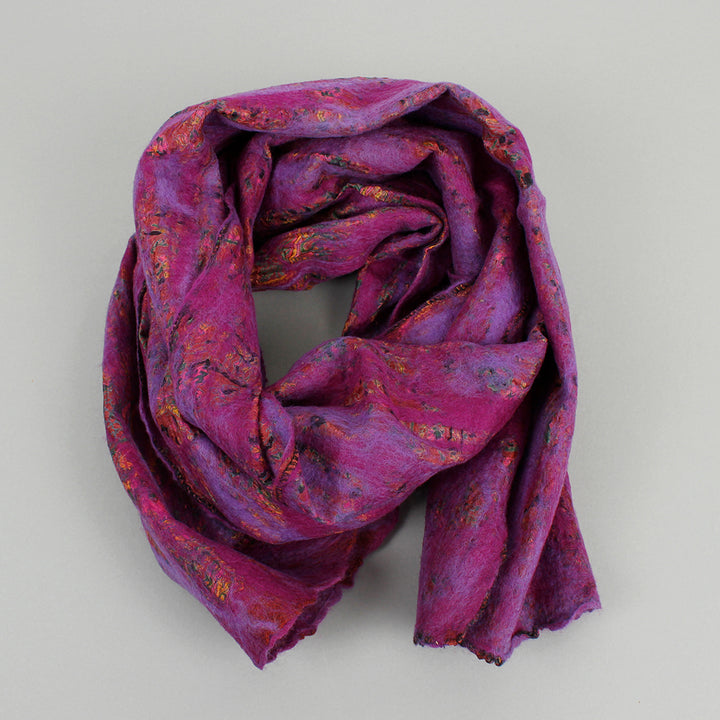 Yamala Felted Silk Scarf - Purple Mix