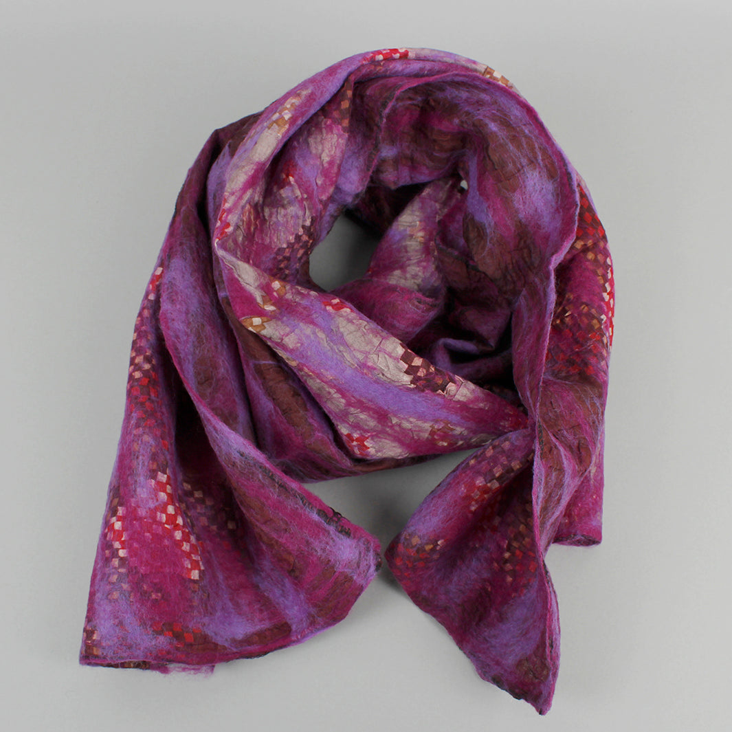 Yamala Felted Silk Scarf - Purple Mix