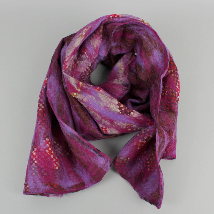 Yamala Felted Silk Scarf - Purple Mix