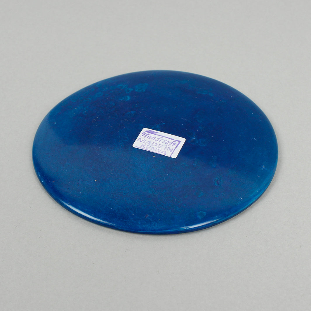 Round Soapstone Incense Holder - Blue Sun Mask