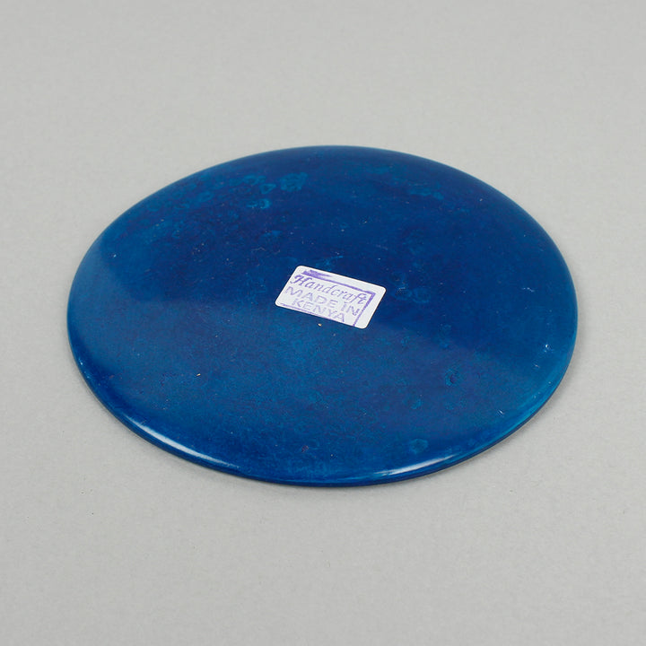 Round Soapstone Incense Holder - Blue Sun Mask