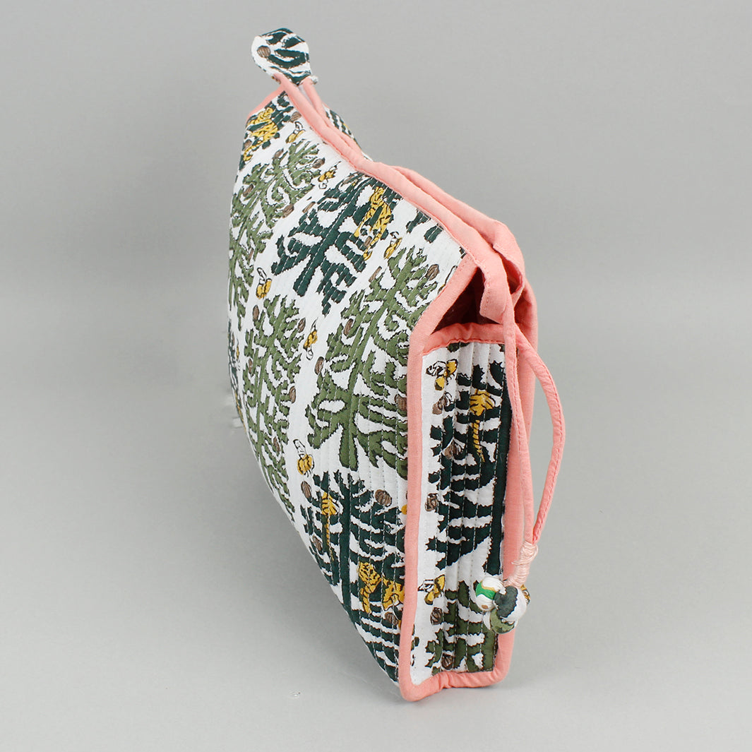 Block Printed Large Pouch - Monkey Puzzle