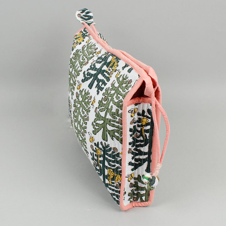 Block Printed Large Pouch - Monkey Puzzle