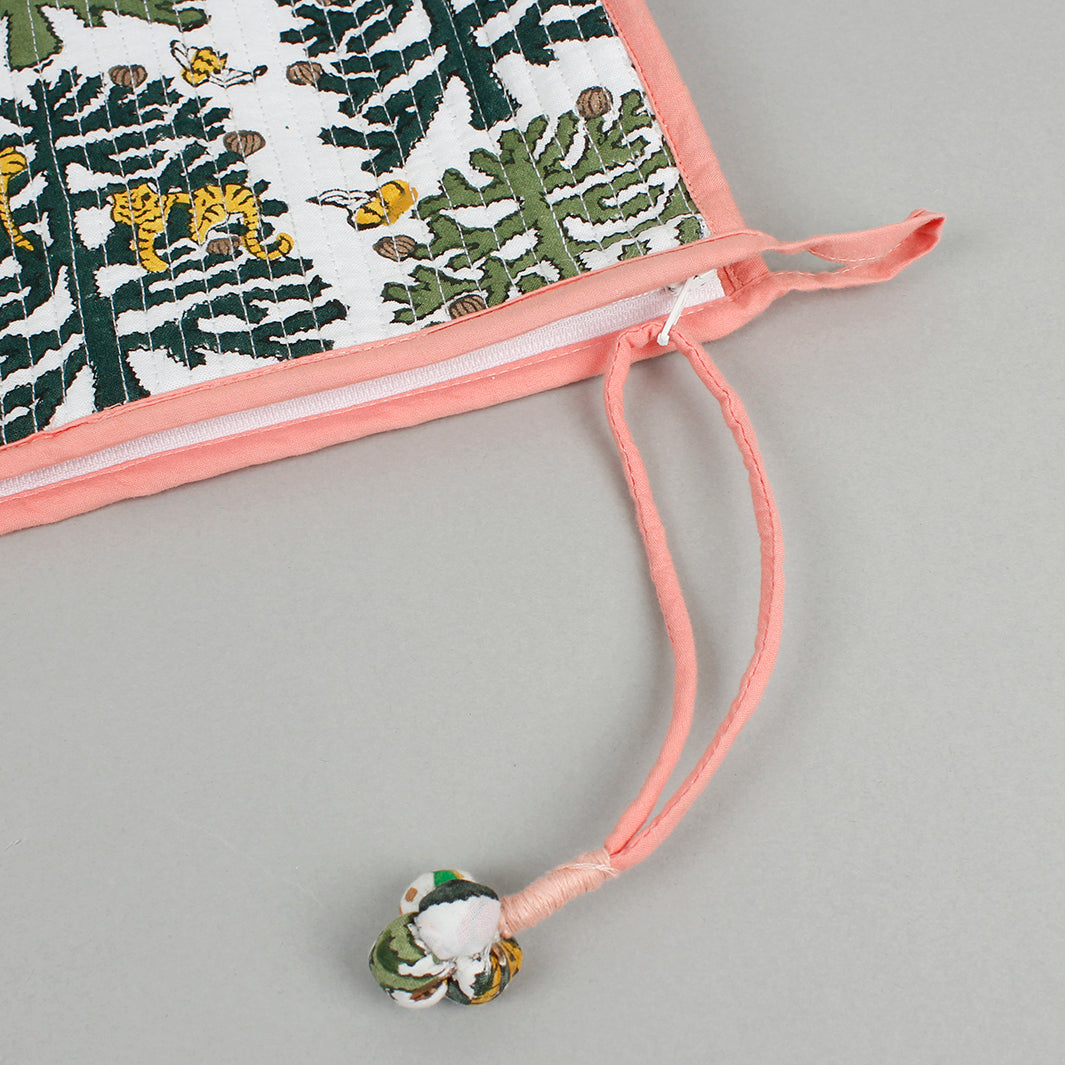 Block Printed Large Pouch - Monkey Puzzle