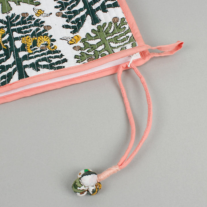 Block Printed Large Pouch - Monkey Puzzle
