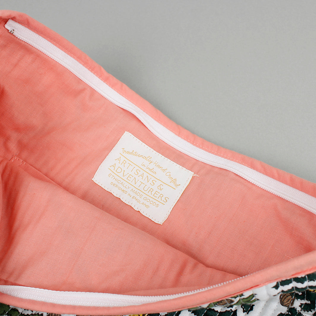 Block Printed Large Pouch - Monkey Puzzle