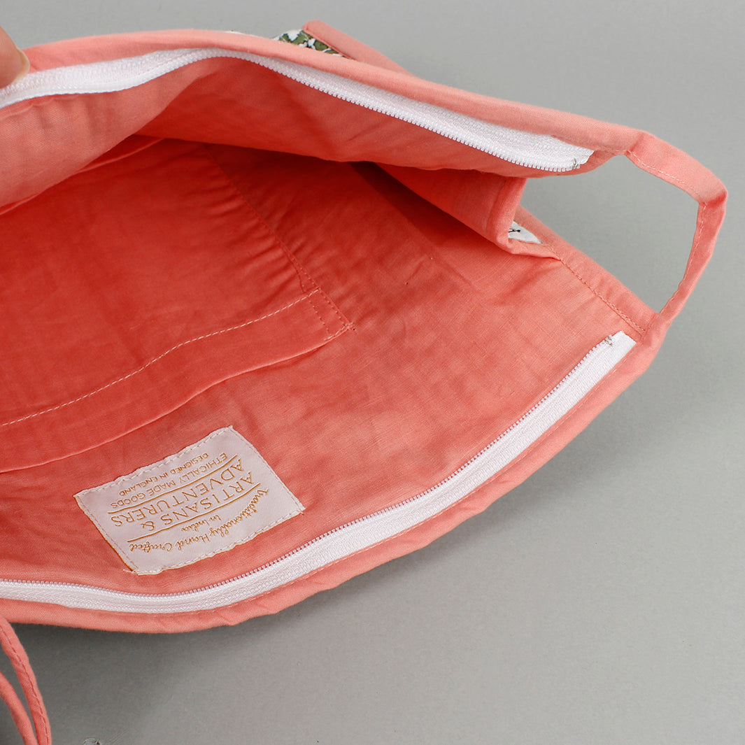 Block Printed Large Pouch - Monkey Puzzle