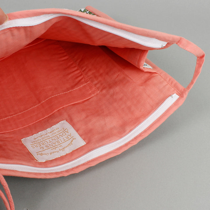 Block Printed Large Pouch - Monkey Puzzle