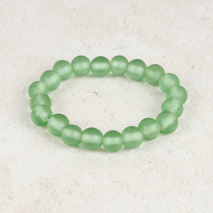 Nailo Translucent Recycled Glass Bead Bracelet - Sea Glass Green