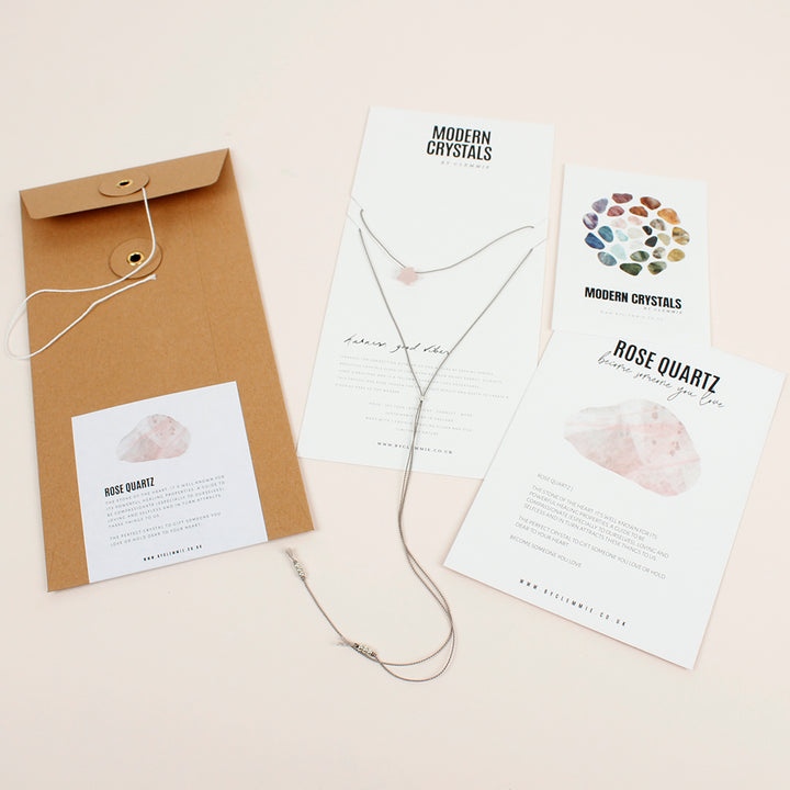 Rose Quartz Silk Charm Necklace - Star