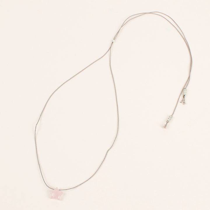 Rose Quartz Silk Charm Necklace - Star