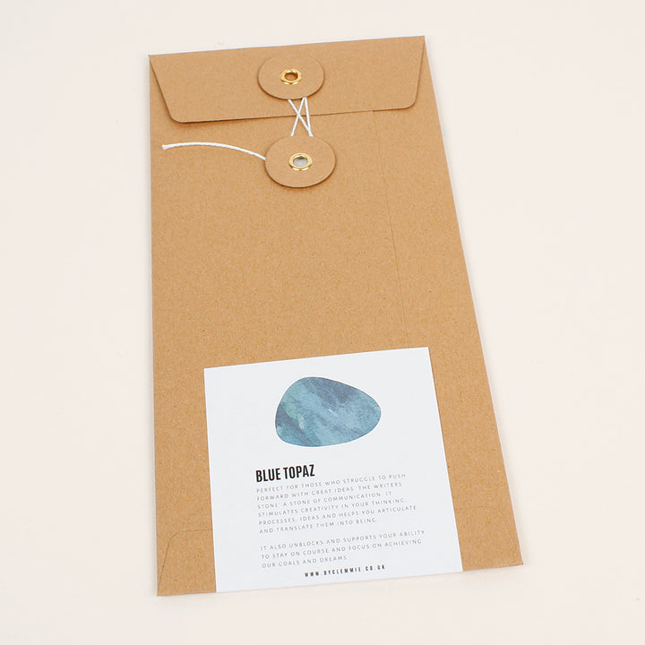 Blue Topaz Silk Charm Necklace - Moon