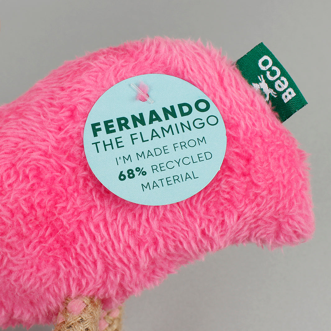 Fernando Plush Flamingo Recycled Dog Toy - Medium
