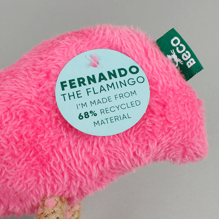 Fernando Plush Flamingo Recycled Dog Toy - Medium