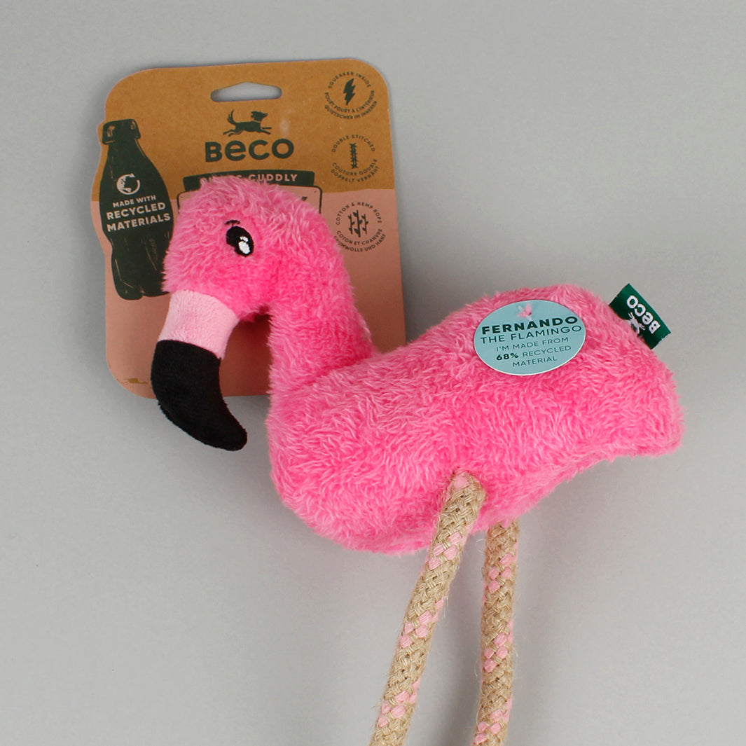 Fernando Plush Flamingo Recycled Dog Toy - Medium