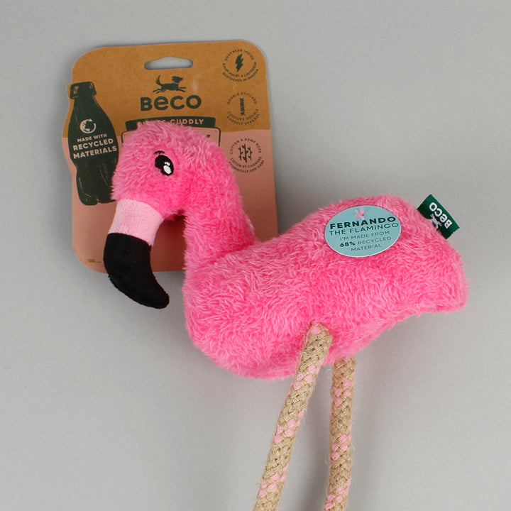 Fernando Plush Flamingo Recycled Dog Toy - Medium