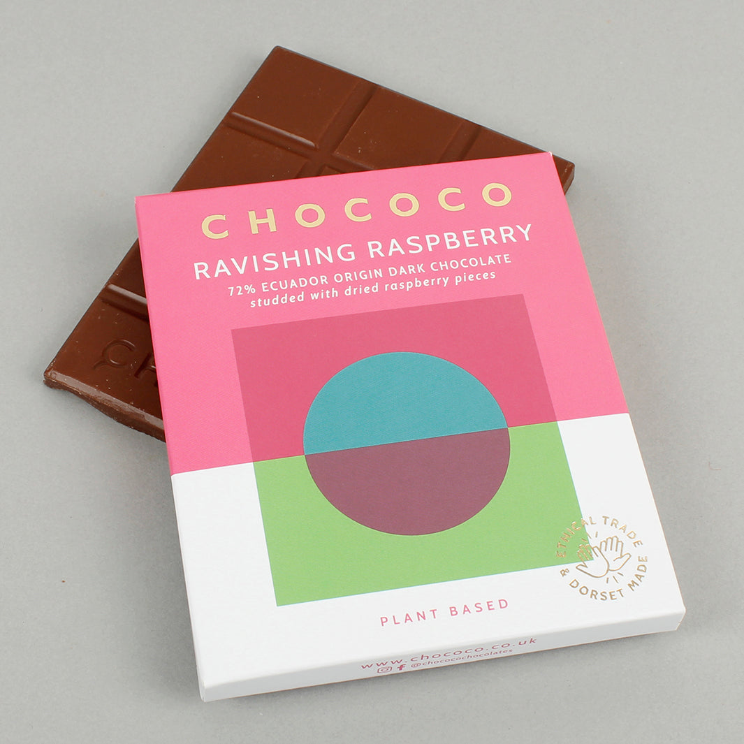 Ravishing Raspberry - 72% Dark Chocolate Bar with Dried Raspberry Pieces