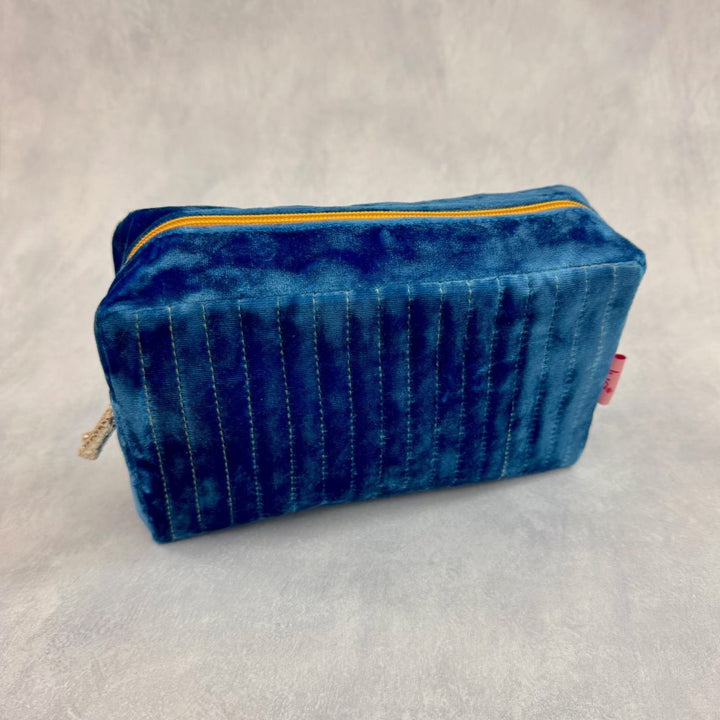 Quilted Velvet Box Cosmetic Bag