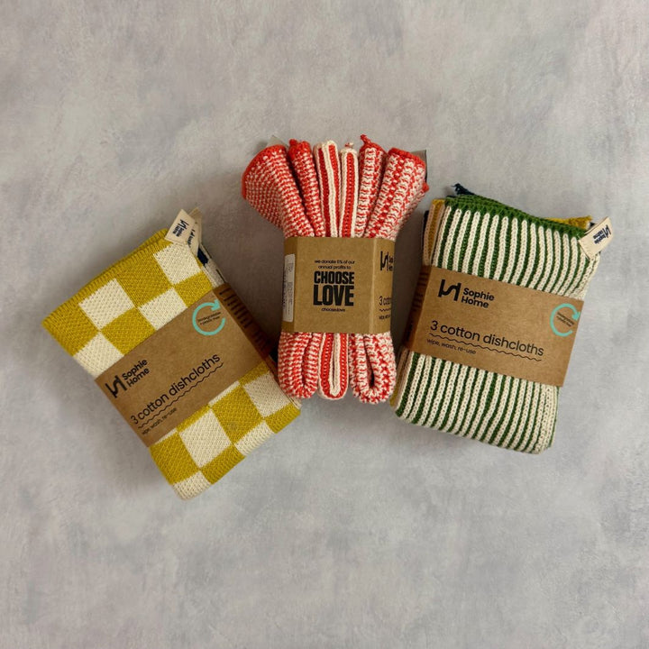 Reusable Cotton Dishcloths - Pack of 3