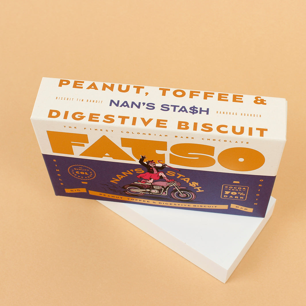 Nan's Stash 70% Dark Chocolate Bar - Peanut, Toffee & Digestive Biscuit