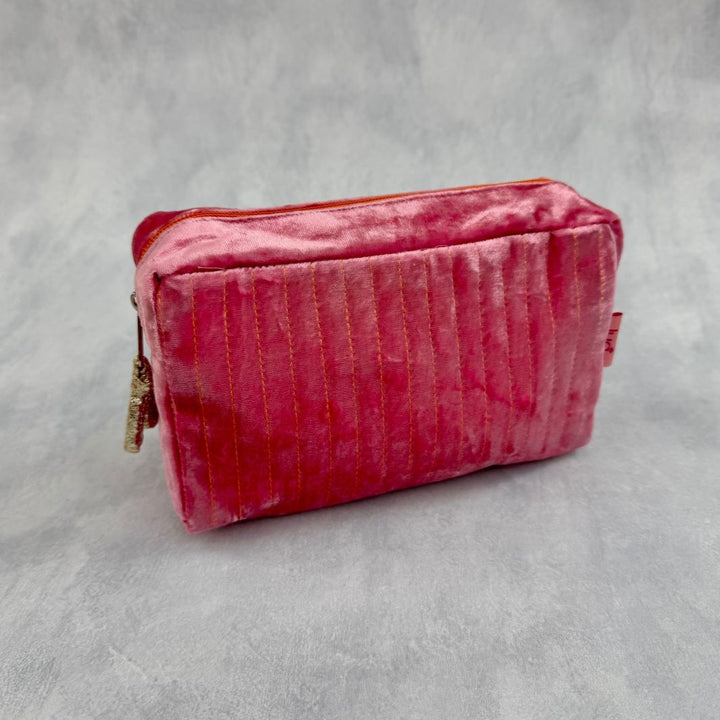 Quilted Velvet Box Cosmetic Bag