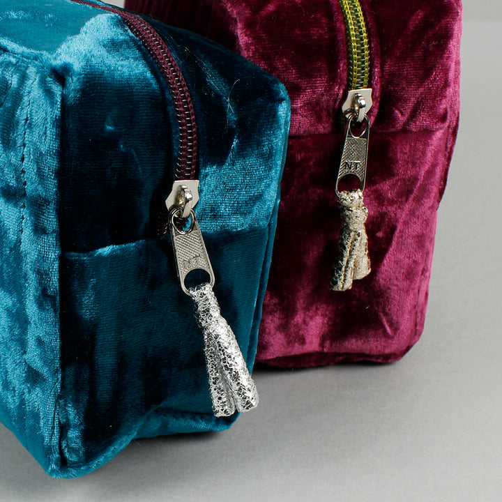 Quilted Velvet Box Cosmetic Bag