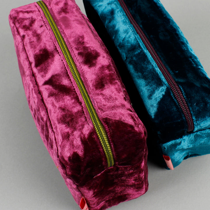 Quilted Velvet Box Cosmetic Bag