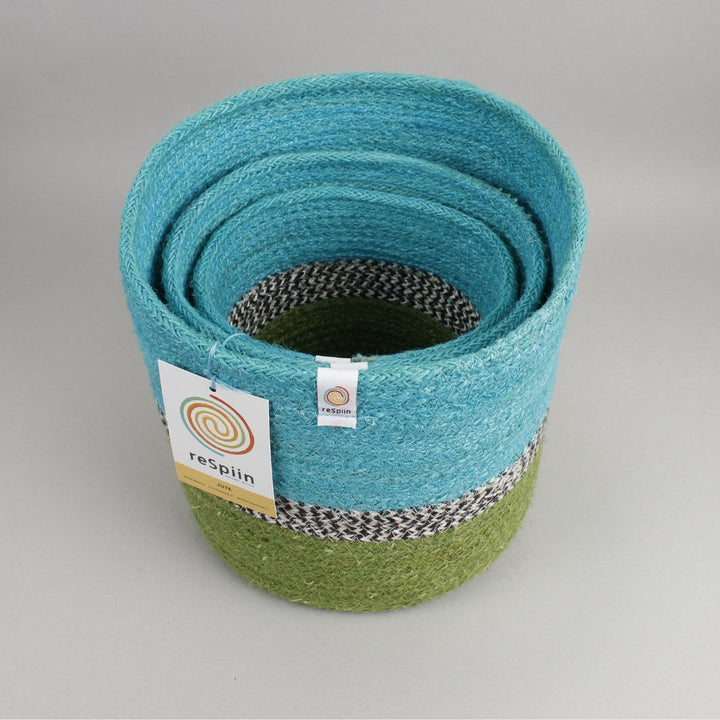 Jute ZigZag Basket Set – Ocean