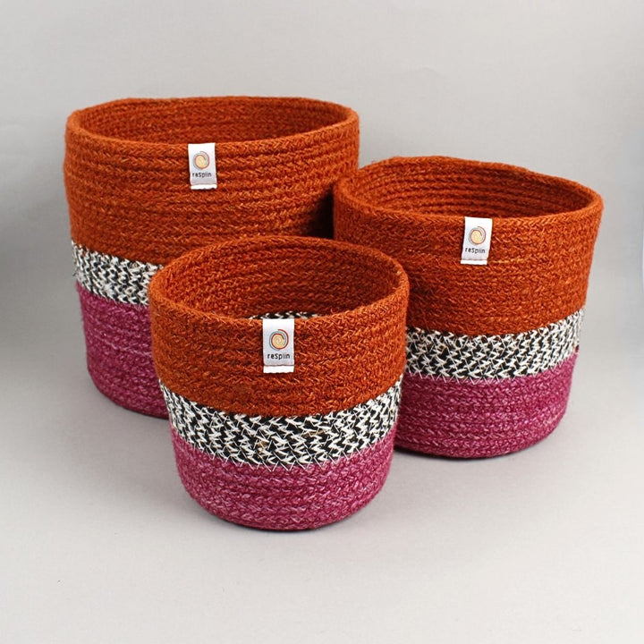 Jute ZigZag Basket Set – Fire