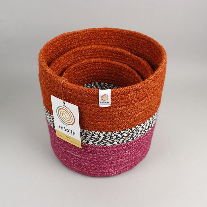Jute ZigZag Basket Set – Fire