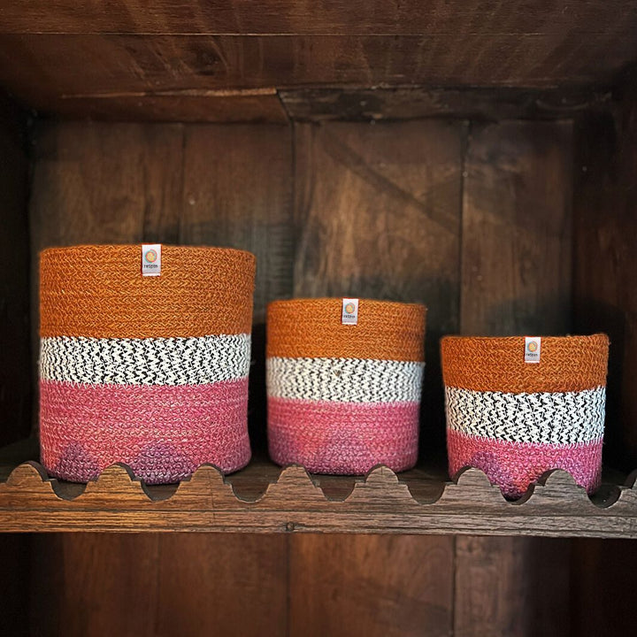 Jute ZigZag Basket Set – Fire