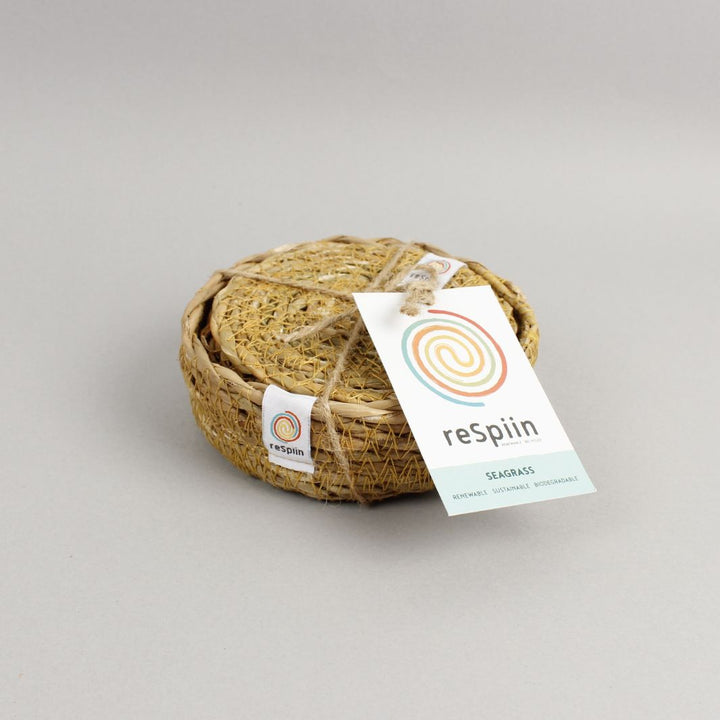 Seagrass Coasters with Holder - Set of 6 - Natural