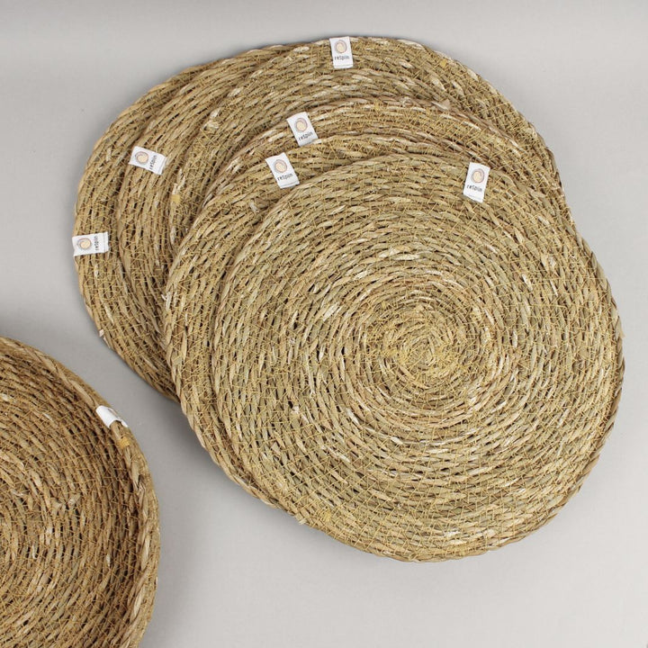 Seagrass Tablemats with Holder - Set of 6 - Natural