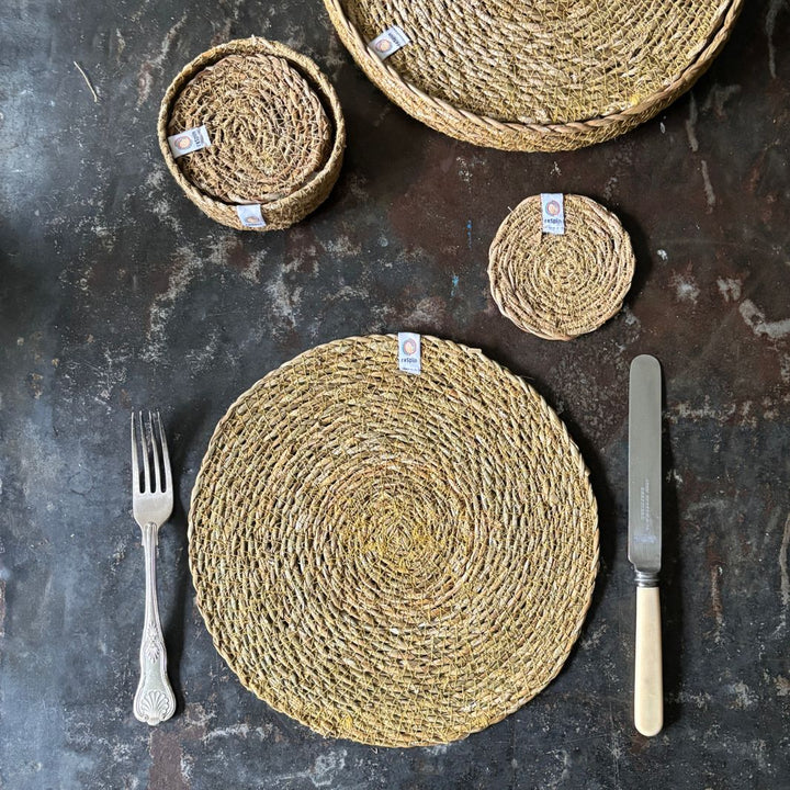 Seagrass Tablemats with Holder - Set of 6 - Natural