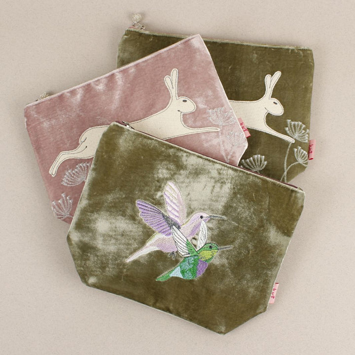 Velvet Embroidered Cosmetic Bag