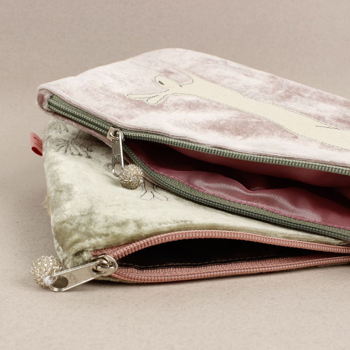 Velvet Embroidered Cosmetic Bag