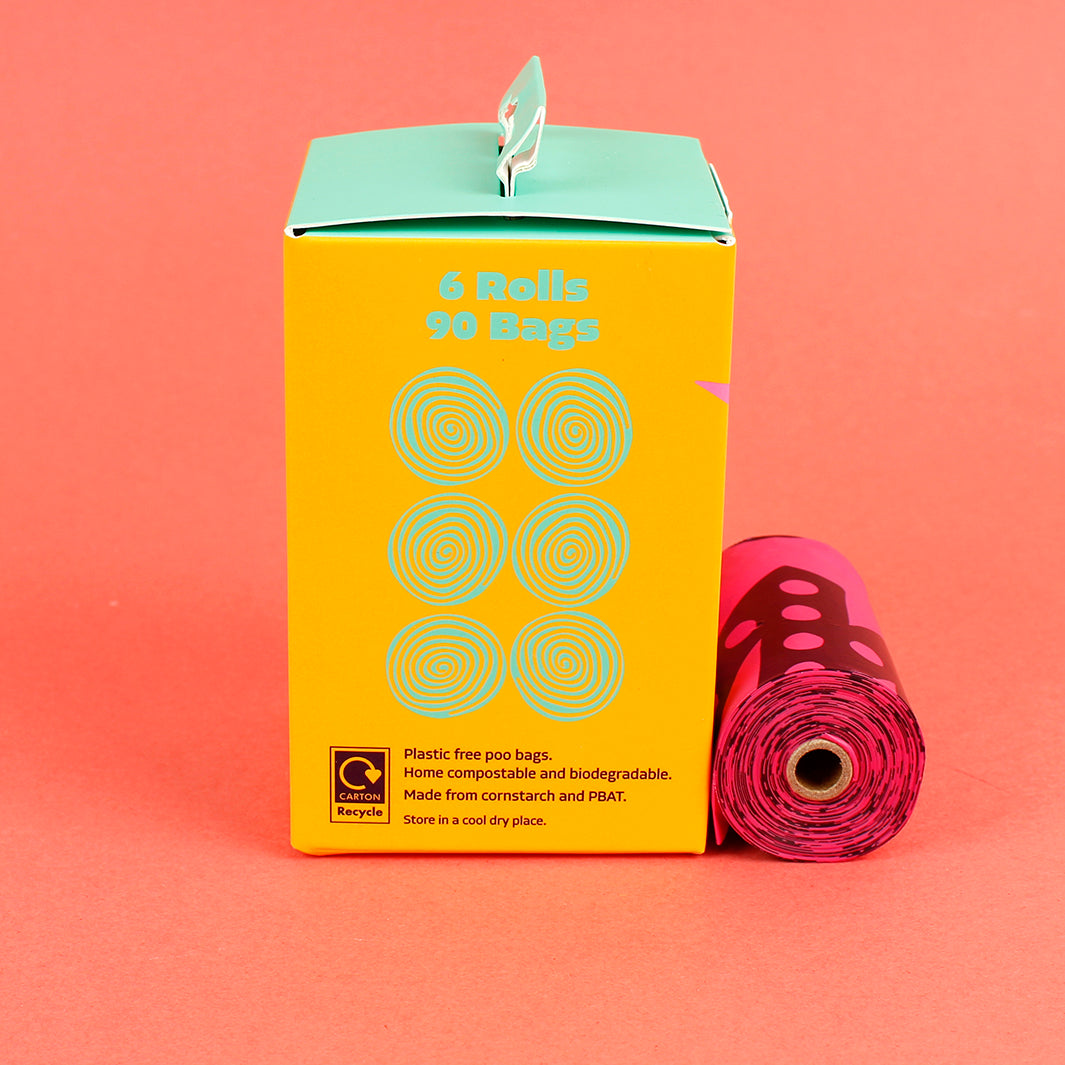 Plant Based Poo Bags - 6 Rolls of 15 Bags