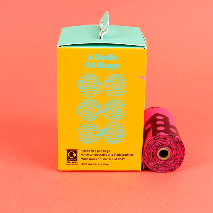 Plant Based Poo Bags - 6 Rolls of 15 Bags