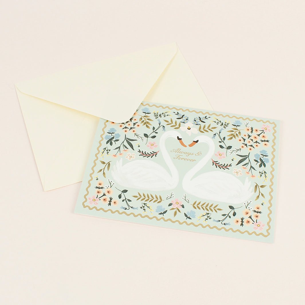 Always & Forever Swans Card - Green Tulip