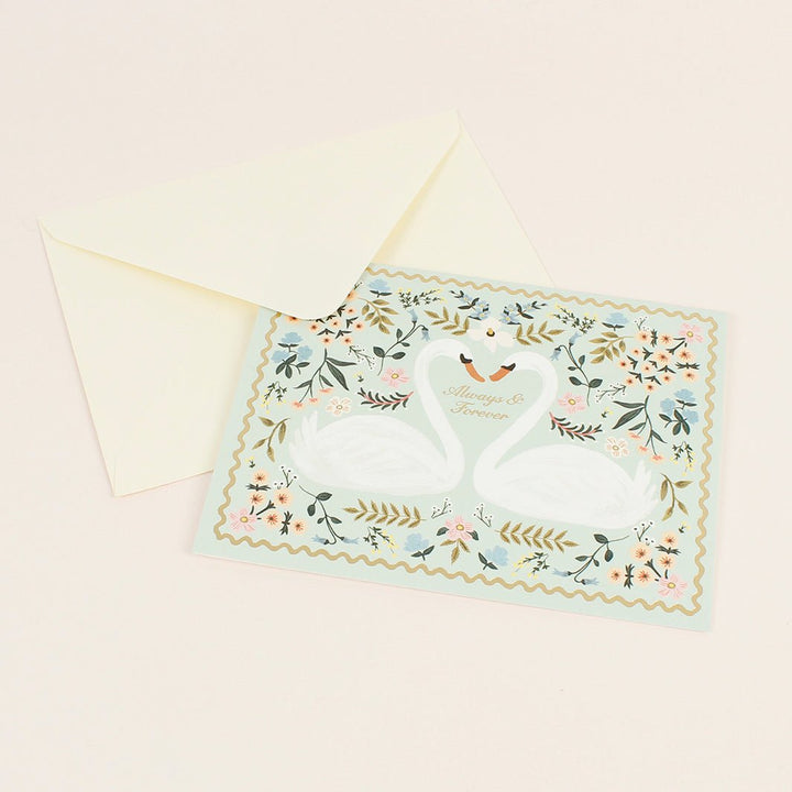 Always & Forever Swans Card - Green Tulip