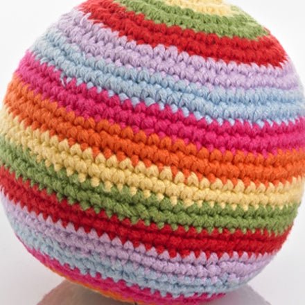 Crochet Ball Rattle - Multi Stripe - Green Tulip
