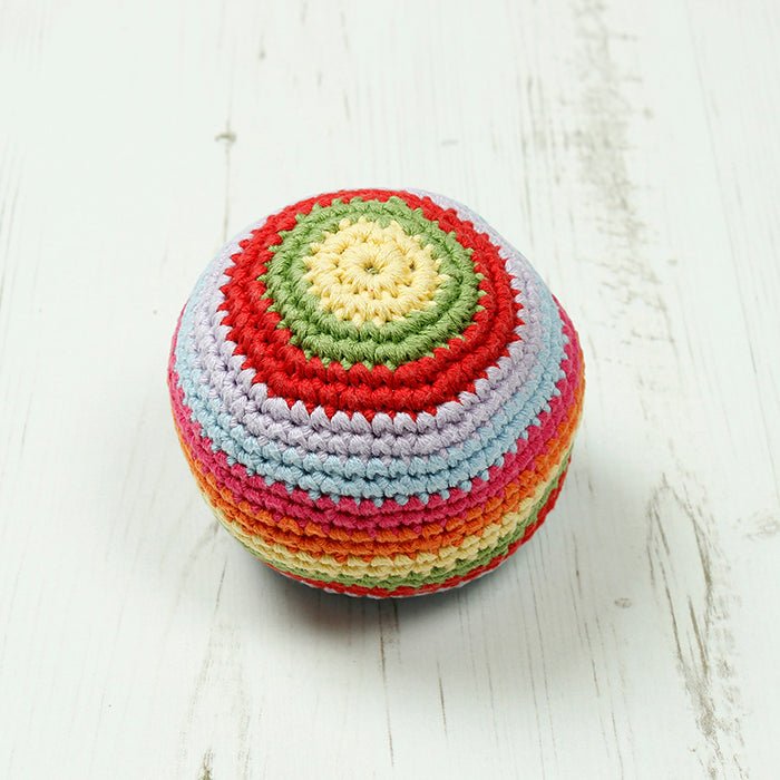 Crochet Ball Rattle - Multi Stripe - Green Tulip