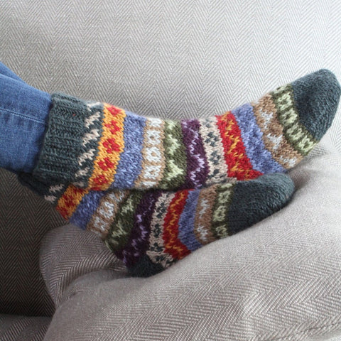 Elveden Stripe Knitted Sofa Socks - Shoe Size 4-8